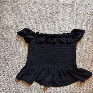 BCBGeneration Black Ruffled Off-Shoulder Blouse